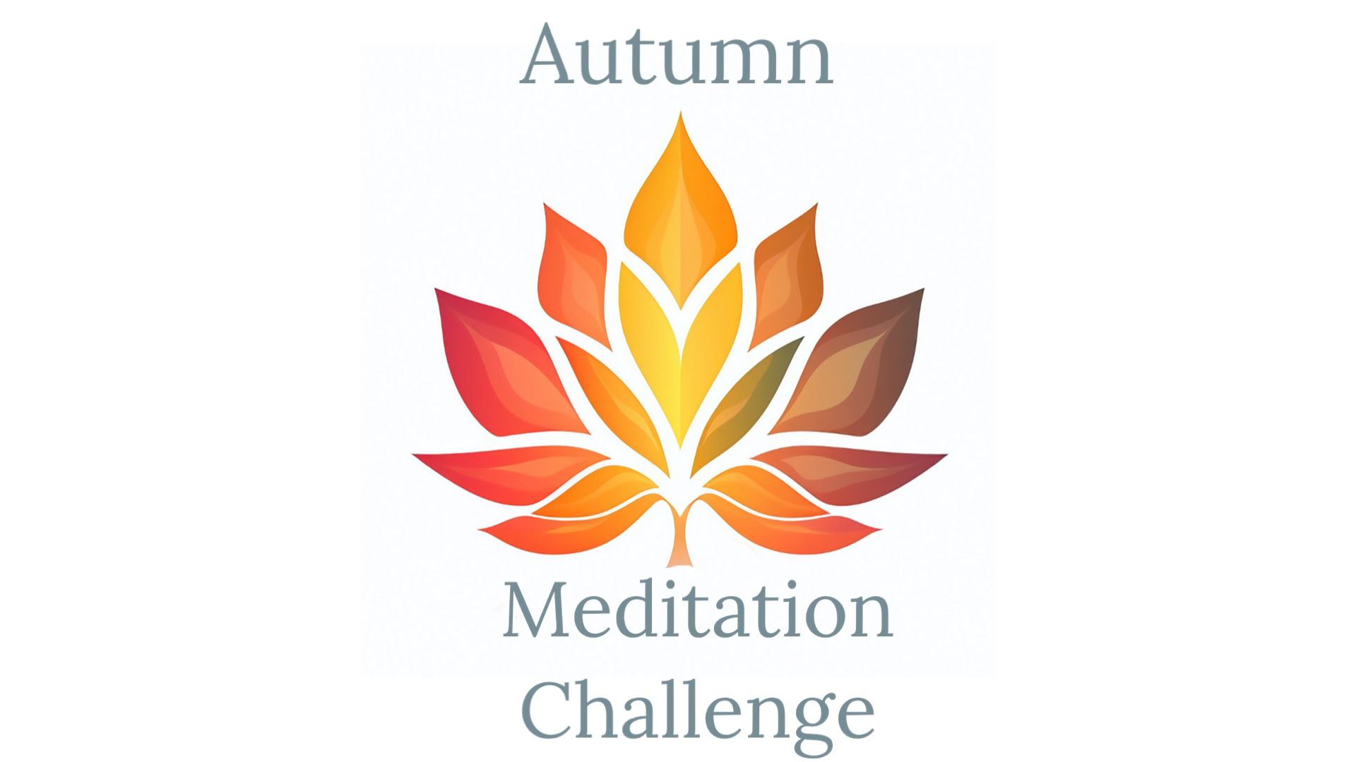 A modern minimalist autumn leaf logo entitled Autumn Meditation Challenge